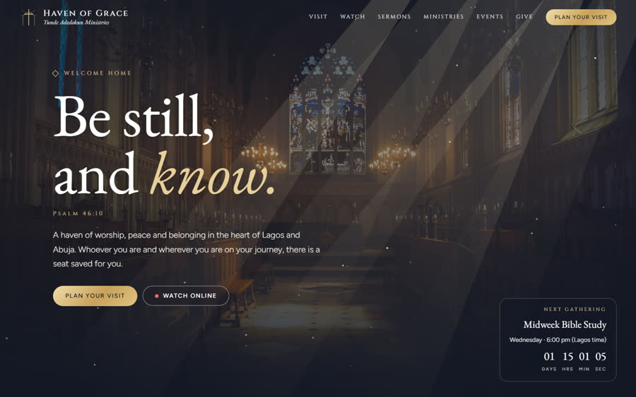 Preview of the sacred-light church website