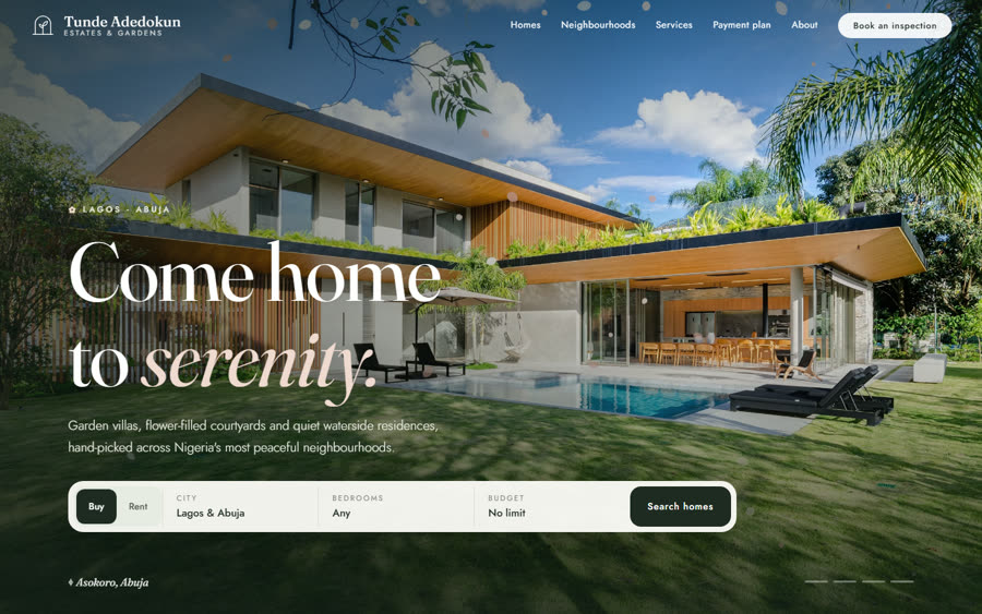 Preview of the garden-style estate agent website